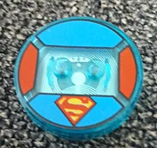 LEGO Blue Orange Round Tile Printed Superman Logo 1 Piece Plastic Part