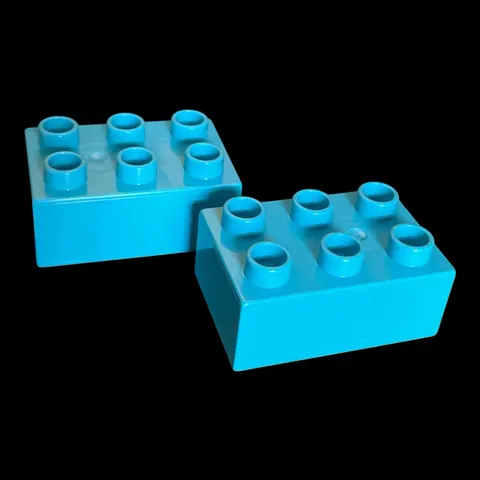 lot of 2 light blue Duplo blocks - 2x3 - combined shipping (BLUE49)