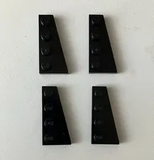 LEGO 4x NEW Pieces Plate 2x4 w/ Angle/Wedge RIGHT, BLACK #41769