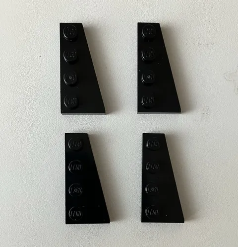 LEGO 4x NEW Pieces Plate 2x4 w/ Angle/Wedge RIGHT, BLACK #41769