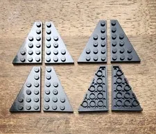 LEGO Black Wedge, Plate 6 x 4 Left And Right QTY 8. 48205 48208. 4 Each Part.
