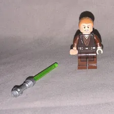 LEGO Minifigure Brown Outfit w/ Green Lightsaber Accessory Plastic