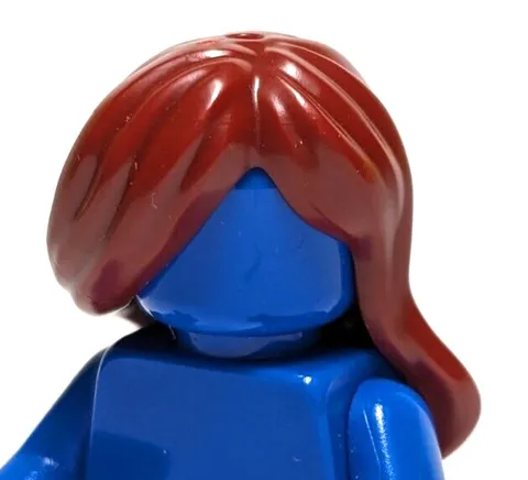Lego - Minifigure Hair - Female, Dark Red, Wavy, Long, Side Part