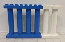 Lego Duplo 6 Column Post 2x2 5" Tall Brick Block Piece Replacement Blue & White