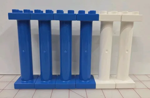 Lego Duplo 6 Column Post 2x2 5" Tall Brick Block Piece Replacement Blue & White