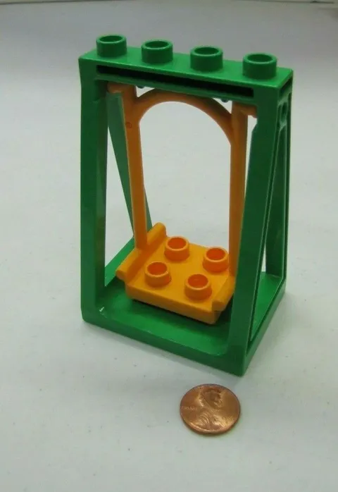 Lego Duplo ORANGE SWING w/ GREEN FRAME for BABY TODDLER CHILD FIGURE Vtg House