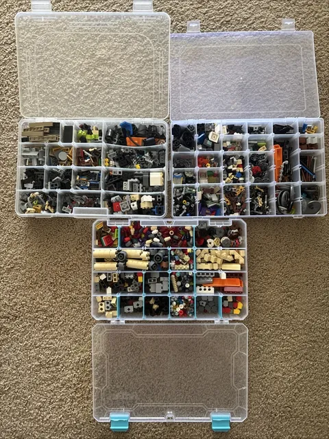 LEGO 3 used sorted small authentic pieces (Boxes included)