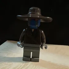LEGO Plastic Minifigure w/ Dark Brown Wide-Brim Hat and Blue Head