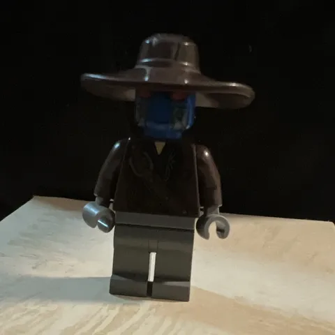 LEGO Plastic Minifigure w/ Dark Brown Wide-Brim Hat and Blue Head