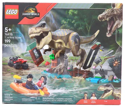 LEGO Jurassic World T. rex River Escape - Dinosaur Toy for Kids, Boys, and Girls