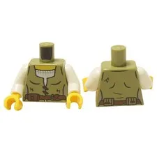 LEGO 2x Medieval Villager Peasant Minifigure Torso Olive Green 973pb5578c01