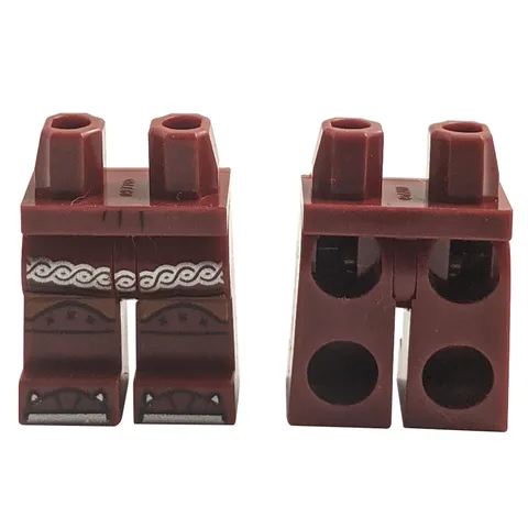 2x LEGO Minifigure Viking Legs Silver Celtic Tunic Dark Orange Wrappings