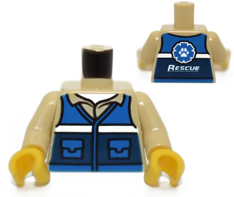 LEGO Tan Minifigure Torso Wildlife Rescue Animal Control blue vest paw 6350639