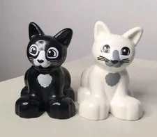 LEGO Duplo Animals BLACK/WHITE & WHITE/GRAY Cats Figures 