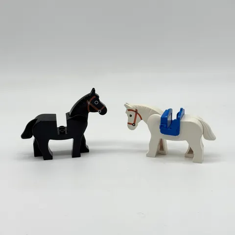 Vintage Lego Knights Castle Horse Lot (2) Black & White