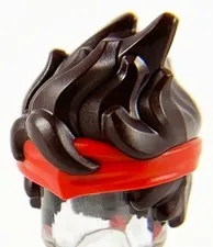 Lego New Ninjago Kai Minifigure Hair Dark Brown Spiky Red Bandana Headband D45