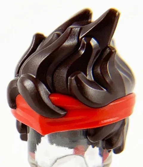 Lego New Ninjago Kai Minifigure Hair Dark Brown Spiky Red Bandana Headband D45