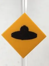 Custom Printed Caution UFO Xing Sign UV Printed On LEGO 2x2 Lt Orange Tile
