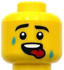 Lego New Yellow Minifigure Head Dual Sided Black Eyebrows Lopsided Smirk Piece