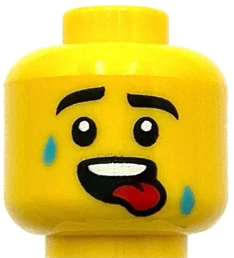 Lego New Yellow Minifigure Head Dual Sided Black Eyebrows Lopsided Smirk Piece