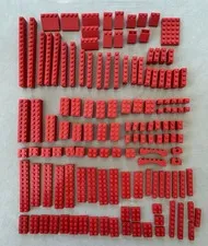 Lot of 135 Assorted Red LEGO Bricks, Plates, and Tiles