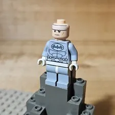 LEGO Plastic Batman Minifigure Light Blue Suit Gray Legs White Head