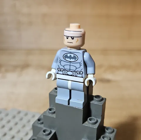 LEGO Plastic Batman Minifigure Light Blue Suit Gray Legs White Head
