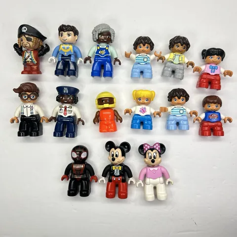 Lego Duplo 15 pc Figure Lot Boy Girl Police Family Mickey & Minnie Spider Man