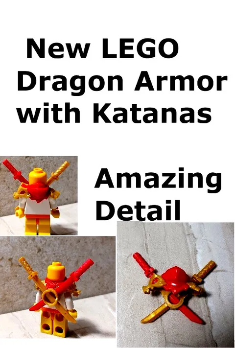 New LEGO Ninja Shoulder Dragon Armor RED Gold Scabbard Sword Red Eye Cool Scarf