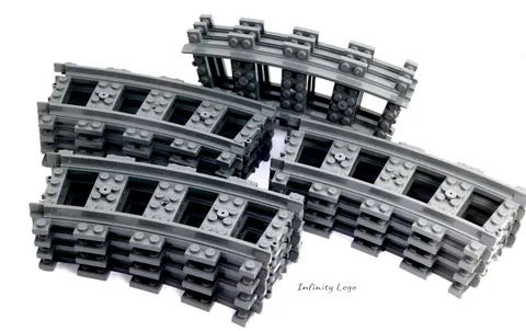 15 LEGO Dark Bluish Grey RC Train Track Curve (22.5°) (2827 53400) - 15 Pieces