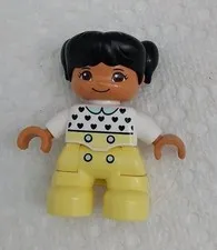 Lego Duplo Figure Girl White Shirt Yellow Pants Toy Collectibles Replacement 