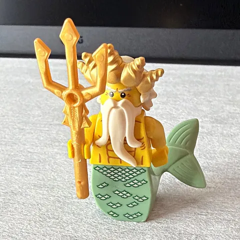 LEGO Merman King Minifigure w/ Green Tail & Gold Trident Accessory