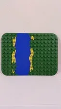 1 lego duplo baseplate 16X12 stud green With Blue River