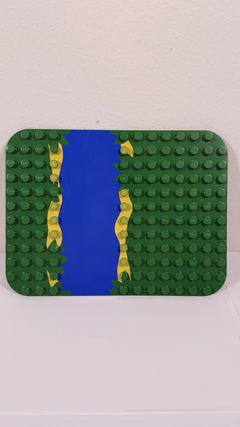 1 lego duplo baseplate 16X12 stud green With Blue River