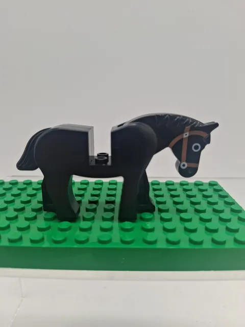 Vintage Lego Black 4494 4493 Horse Brown Bridle  With Moving Head