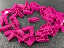 LEGO Lot 50x New Magenta Slope, Curved 3 x 1 (50950) Building Bricks Bulk