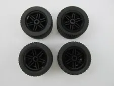 Lego Technic Black Wheel 56145 + Black Tire 43.2 x 22 ZR 44309 ~ SET of 4