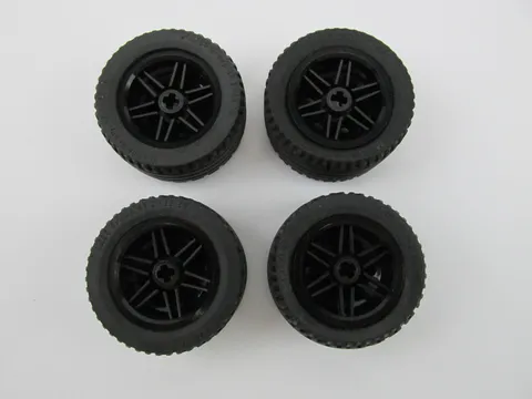 Lego Technic Black Wheel 56145 + Black Tire 43.2 x 22 ZR 44309 ~ SET of 4