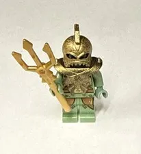 LEGO Atlantis Portal Emperor Minifigure with armor helmet trident 8078 atl013