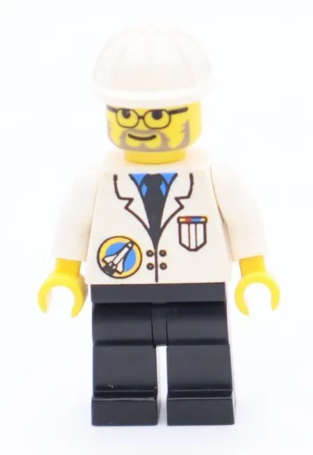 Lego Space Port Scientist Minifigure Engineer w/ Lab Coat Construction Helmet