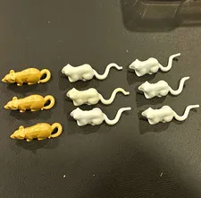 LEGO Mouse/Rat Animal Pieces Lot of 9 Tan & Gray Plastic Accessories