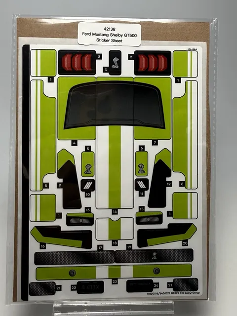 LEGO® Technic Ford Mustang Shelby GT500 42138 Sticker Sheet NEW