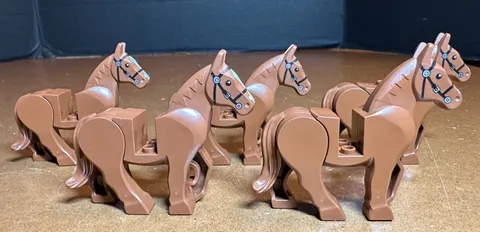 LEGO Brown Horse Moveable Legs Animal castle knight Lot of 5