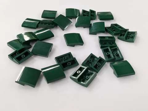 Lego x25 New Dark Green Slope, Curved 2 x 2 x 2/3 # 15068