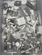 1 lb. Bulk Mixed Gray Legos - standard blocks and unique pieces (Lot Y)