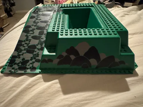 Vintage LEGO Raised 32 x 32 Baseplate with Ramp and Pit - Castle Fire Breathing