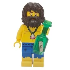 Lego Shipwreck Survivor Minifigure & Message in a Bottle Islander Castaway