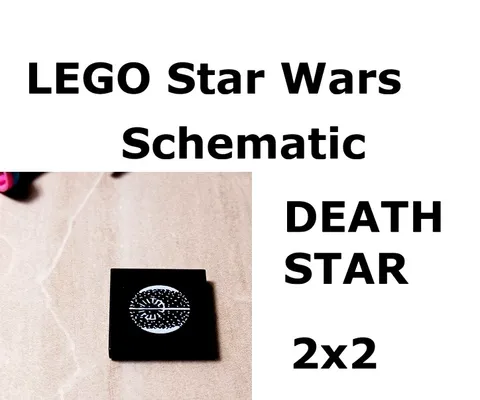 New LEGO Death Star 2x2 Printed Schematic Tile White Outline AWESOME Rare Unique