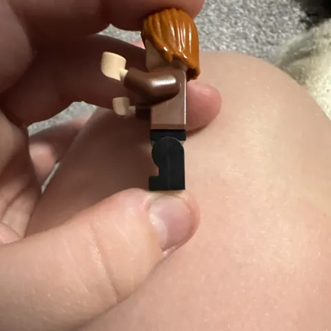 LEGO Minifigure Red Hair Brown Jacket Torso Black Legs Figure