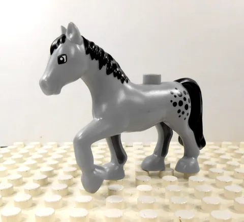 Lego Duplo Figure Horse gray w/ black mane & tail